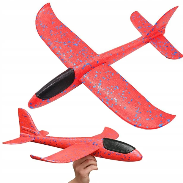 SAMOLOT STYROPIANOWY SZYBOWIEC RZUTKA DUŻY Z STYROPIANU 47cm CZERWONY