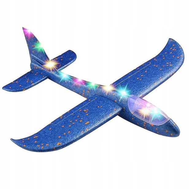 SAMOLOT STYROPIANOWY STYROPIANU 47cm ŚWIECĄCY LED SZYBOWIEC RZUTKA DUŻY