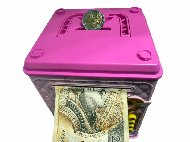 SKARBONKA SEJF BANKOMAT NA MONETY BANKNOTY + PIN DŹWIĘKI ODCISK PALCA