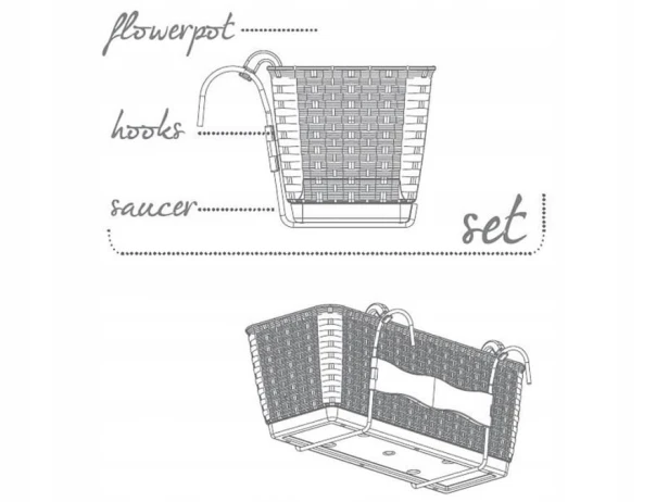 Skrzynka balkonowa 50 x 17 cm tworzywo sztuczne