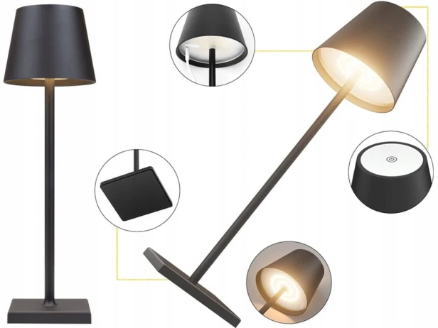 LAMPKA NOCNA STOŁOWA DOTYKOWA LAMPA 3 STOPNIOWA WYSOKA BEZPRZEWODOWA USB
