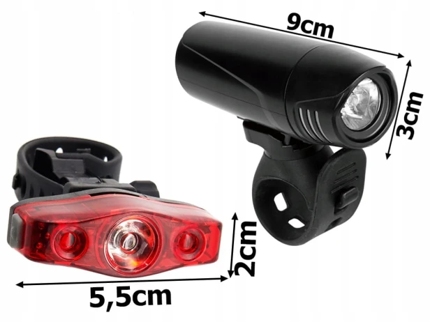 LAMPKA ROWEROWA ZESTAW PRZÓD + TYŁ LED DO ROWERU NA ROWER KIEROWNICĘ MOCNA
