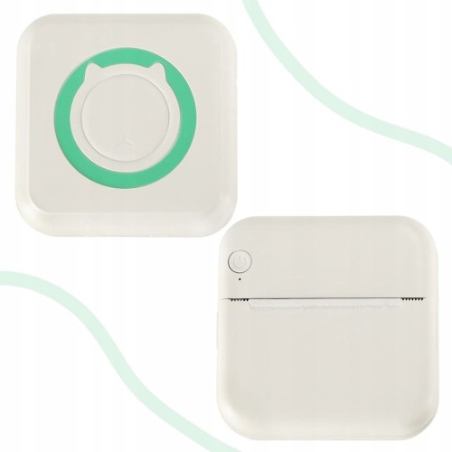 Drukarka mini termiczna do zdjęć etykiet + kabel USB kwadratowa niebieska