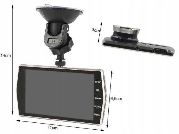 KAMERA SAMOCHODOWA FULL HD Z WYŚWIETLACZEM LCD COFANIA WIDEOREJESTRATOR