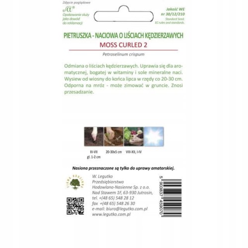 PIETRUSZKA naciowa MOSS CURLED 2 liście kędzierzawe - nasiona 5g W. Legutko