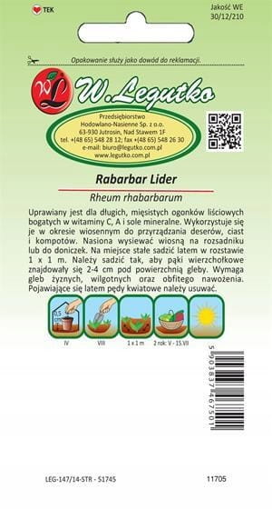 Nasiona W. Legutko rabarbar Lider 1 g