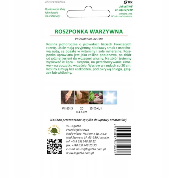 Nasiona W. Legutko roszponka warzywna 2 g