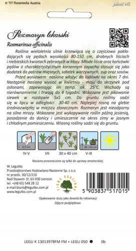 ZIOŁO ROZMARYN LEKARSKI 0,1G nasiona