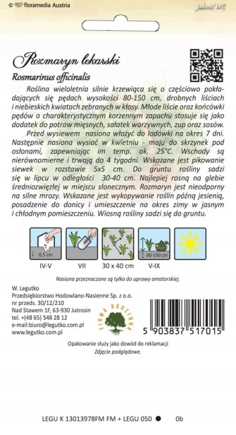ZIOŁO ROZMARYN LEKARSKI 0,1G nasiona