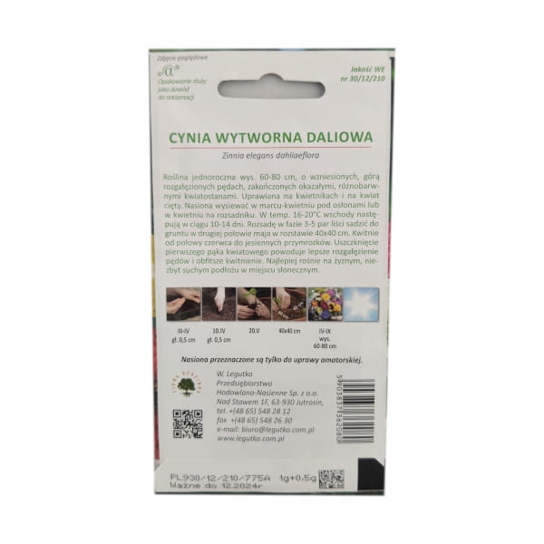 CYNIA WYTWORNA DALIOWA MIESZANKA NASIONA 1,5g LEGUTKO