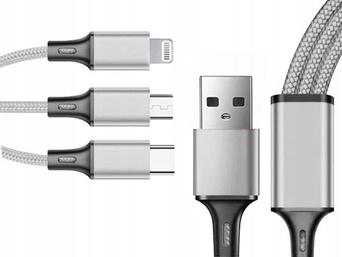 Zestaw kabli USB - USB typ C / microUSB / Lightning Verk Group