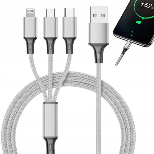 Zestaw kabli USB - USB typ C / microUSB / Lightning Verk Group