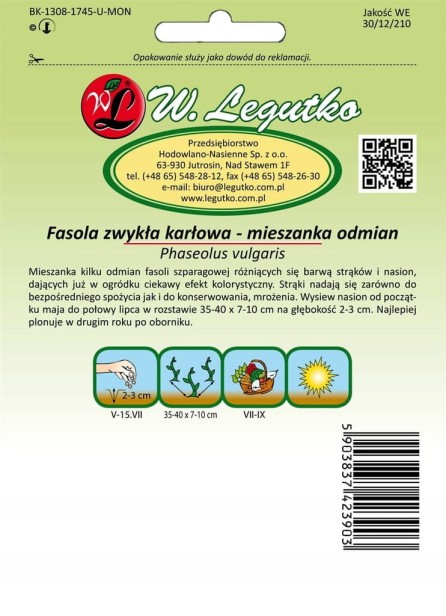 Nasiona fasoli W. Legutko kolorowa mieszanka 40 g
