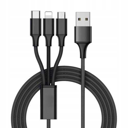 Zestaw kabli USB - USB typ C / microUSB / Lightning Verk Group