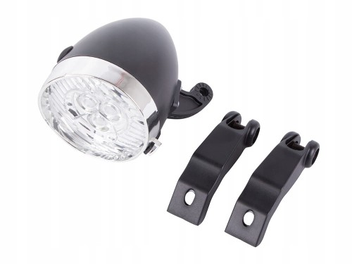 OŚWIETLENIE ROWEROWE PRZEDNIE LAMPKA NA ROWER 3 LED BATERIE RETRO CHROM