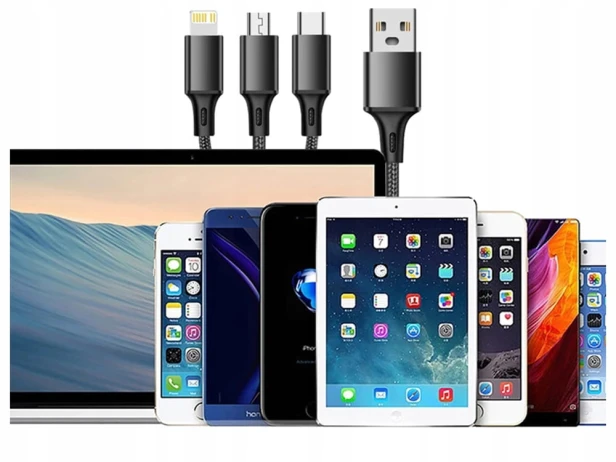 Zestaw kabli USB - USB typ C / microUSB / Lightning Verk Group