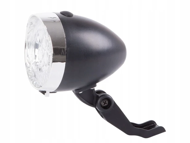 OŚWIETLENIE ROWEROWE PRZEDNIE LAMPKA NA ROWER 3 LED BATERIE RETRO CHROM