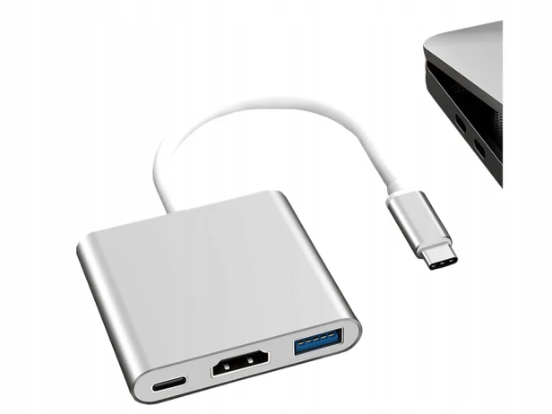 PRZEJŚCIÓWKA ADAPTER 3W1 HUB USB-C USB 3.0 HDMI 4K