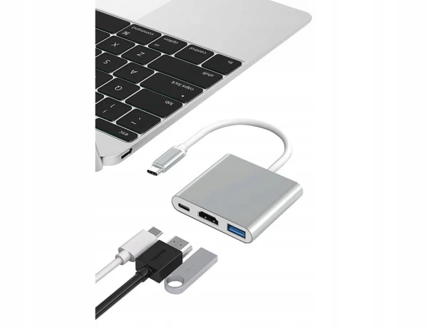 PRZEJŚCIÓWKA ADAPTER 3W1 HUB USB-C USB 3.0 HDMI 4K