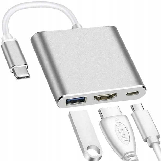 PRZEJŚCIÓWKA ADAPTER 3W1 HUB USB-C USB 3.0 HDMI 4K