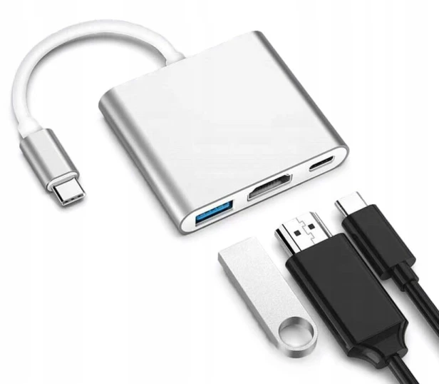 PRZEJŚCIÓWKA ADAPTER 3W1 HUB USB-C USB 3.0 HDMI 4K