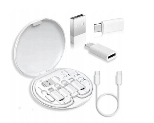 ZESTAW ADAPTERÓW PRZEJŚCIÓWEK USB 4W1 KABEL TYPE C MICRO LIGHTING BIAŁ