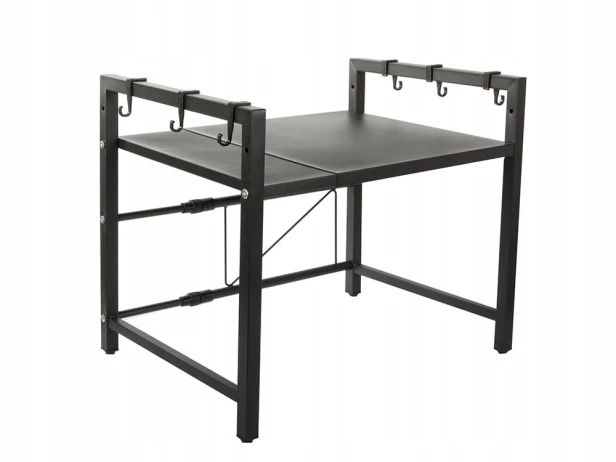 Półka na mikrofalówkę Verk Group regulowana czarna metalowa 62x36 cm