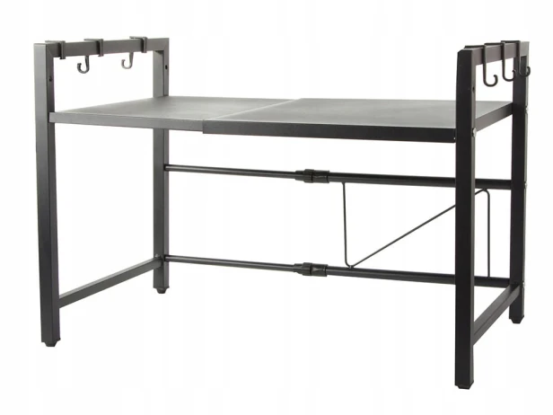 Półka na mikrofalówkę Verk Group regulowana czarna metalowa 62x36 cm