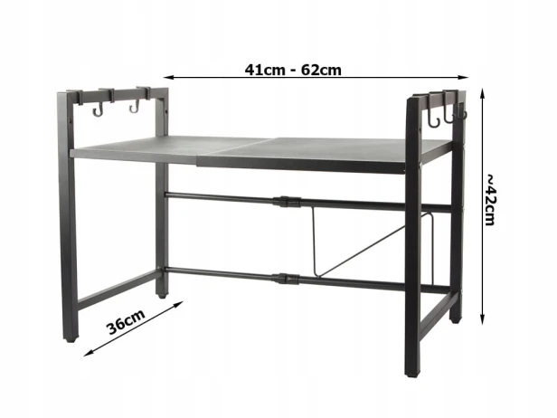 Półka na mikrofalówkę Verk Group regulowana czarna metalowa 62x36 cm