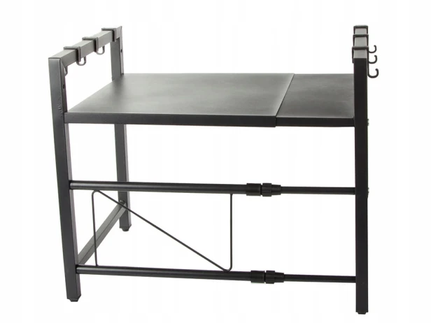 Półka na mikrofalówkę Verk Group regulowana czarna metalowa 62x36 cm