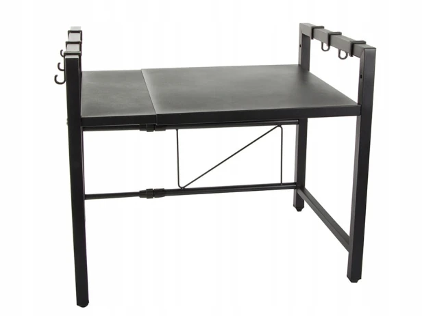 Półka na mikrofalówkę Verk Group regulowana czarna metalowa 62x36 cm