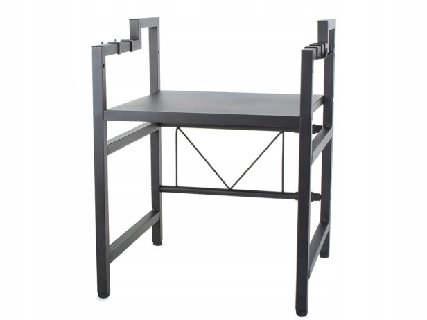 Półka na mikrofalówkę Verk Group regulowana czarna metalowa 62x36 cm