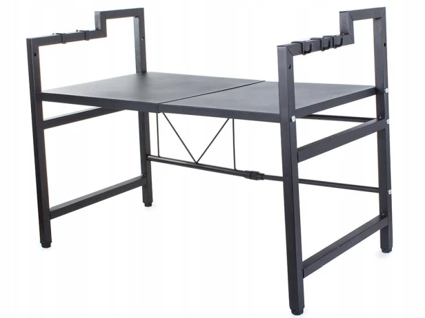Półka na mikrofalówkę Verk Group regulowana czarna metalowa 62x36 cm