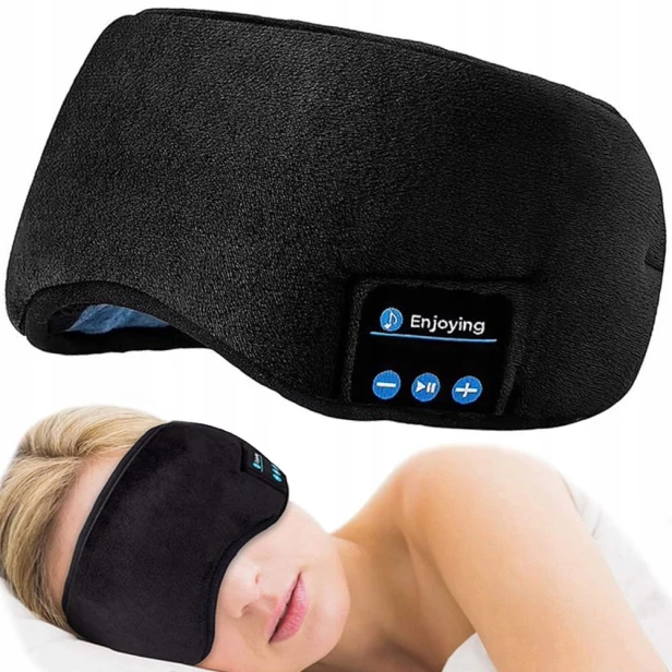 Opaska na oczy Verk Group z Bluetooth czarna poliester