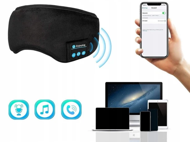 Opaska na oczy Verk Group z Bluetooth czarna poliester