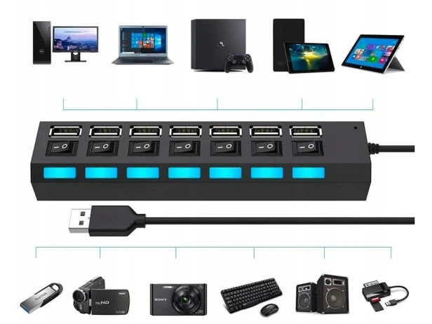 Hub rozgałeźnik USB Verk Group 06235 7 portów