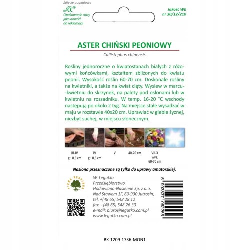 Nasiona astry chiński peoniowy 1 g