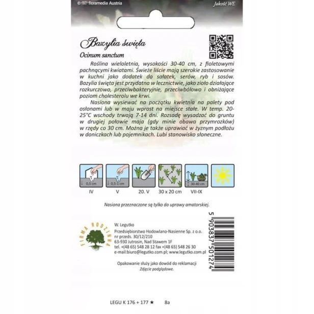 Nasiona bazylia OCIMUM BASILICUM 0,5 g