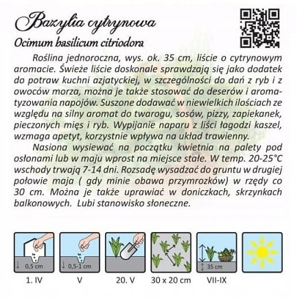 BAZYLIA WŁAŚCIWA NASIONA ZIOŁA 1G