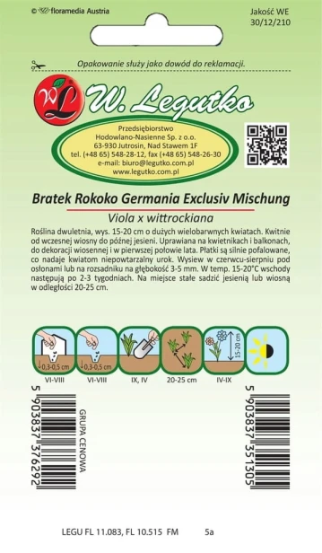 Nasiona bratek wielokwiatowy Rococo mieszanka 0,4g Legutko