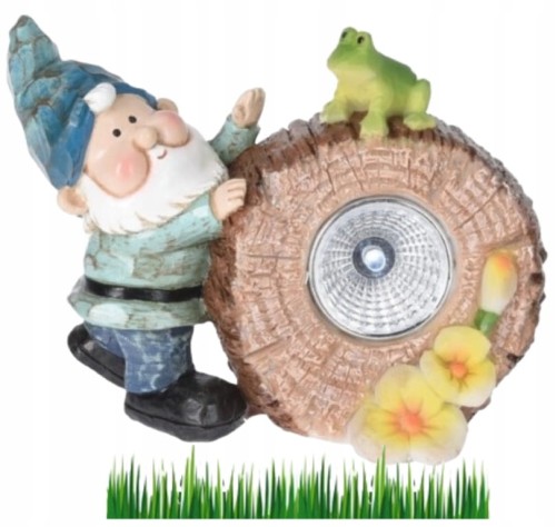 Lampa solarna krasnal ogrodowy figurka ozdobna dekoracja 10x14 cm