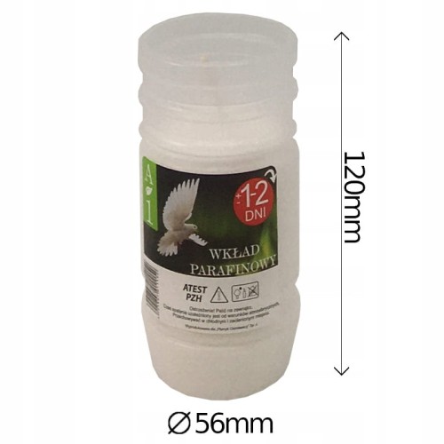 Wkład do zniczy parafinowy PŁOMYK A-1 (11,5cm) 24- 1szt.
