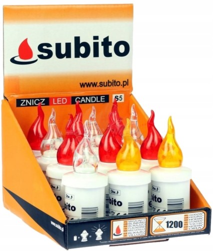 SUBITO S5 wkład elektryczny LED CZERWONY do zniczy Z BATERIAMI