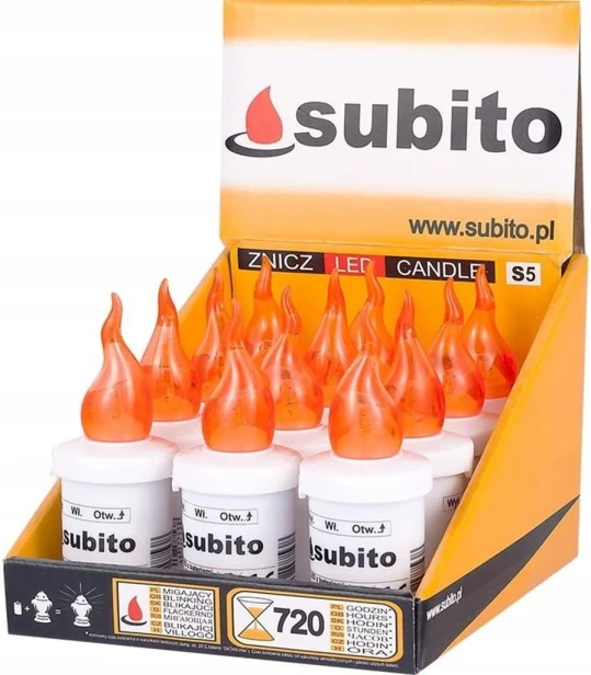 SUBITO S5 wkład elektryczny LED CZERWONY do zniczy Z BATERIAMI