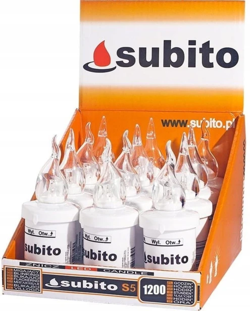 SUBITO S5 wkład elektryczny LED CZERWONY do zniczy Z BATERIAMI