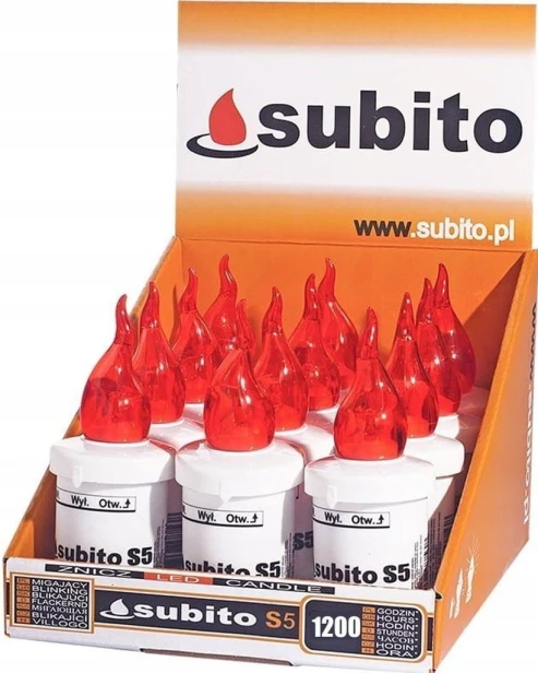 SUBITO S5 wkład elektryczny LED CZERWONY do zniczy Z BATERIAMI