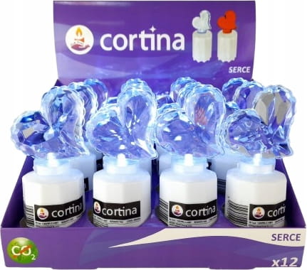 Znicz elektryczny LED CORTINA 1/20/WLC-HRT CW WHITE 12szt SERCE BIAŁY