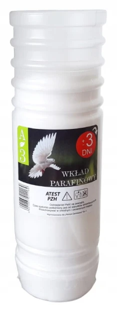 Wkład do zniczy parafinowy PŁOMYK A-3 (17,5cm) 72h 1szt.
