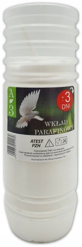 Wkład do zniczy parafinowy PŁOMYK A-3 (17,5cm) 72h 1szt.