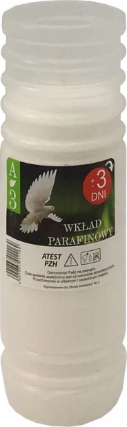 Wkład do zniczy parafinowy PŁOMYK A-3 (17,5cm) 72h 1szt.